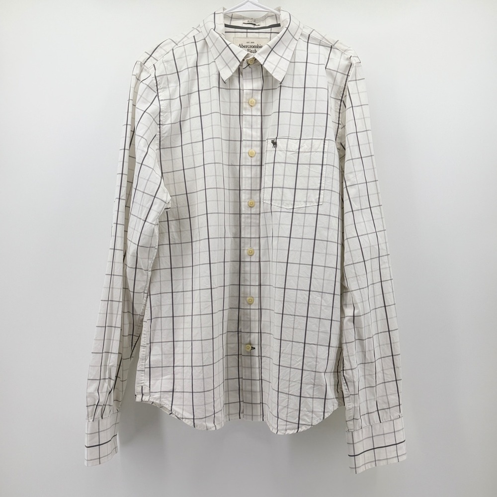 Abercrombie & Fitch Mens XXL Muscle Fit Long Sleeve Grid Plaid Button Down Shirt